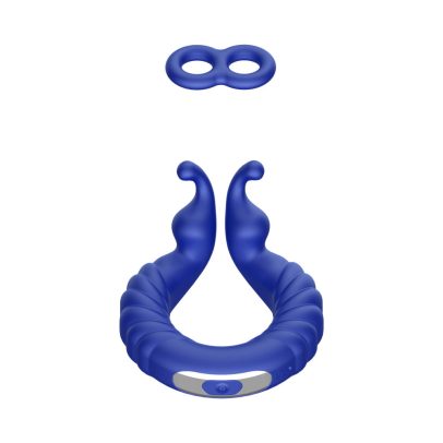 Forto F-24 Rechargeable Silicone Textured Vibrating Cockring Blue